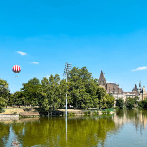 Spotting the hot air balloon from all over Budapest
