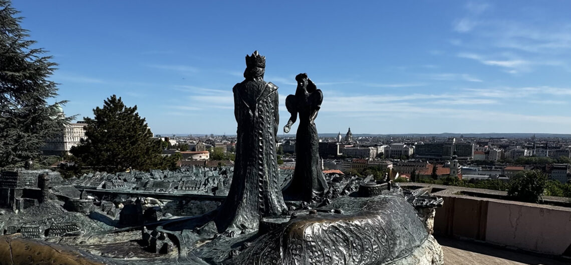 Panoramic view of Budapest from the Buda and Pest statue