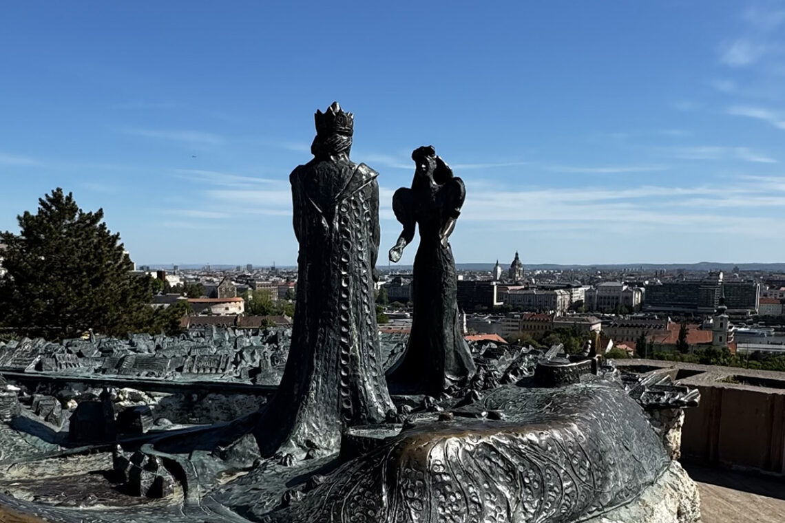 Panoramic view of Budapest from the Buda and Pest statue