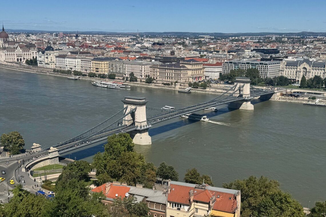 One day in Budapest itinerary view with Chain Bridge and Hungarian Parliament over the Danube