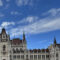 View of the Parliament building in Budapest with blue sky.
