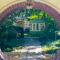 Moon gate leading into the hidden garden of the Hopp Ferenc Museum in Budapest.