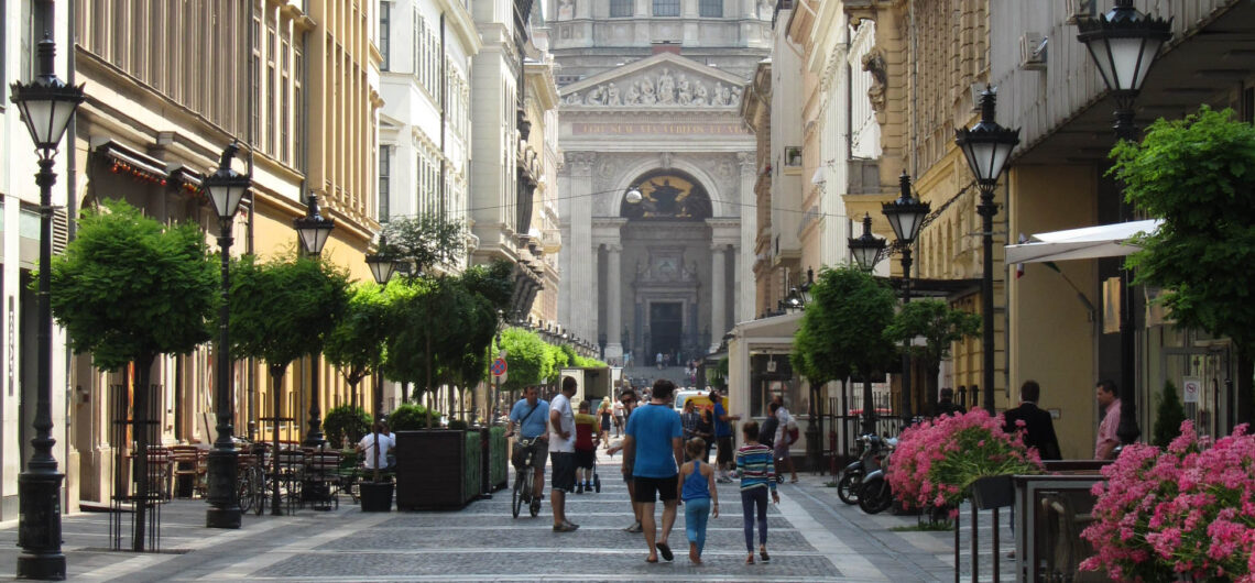 Walking towards St. Stephen's Basilica on one of my favourite Budapest walking tour routes.